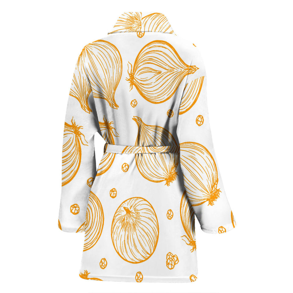 Hand Drawn Onion Pattern Women'S Bathrobe