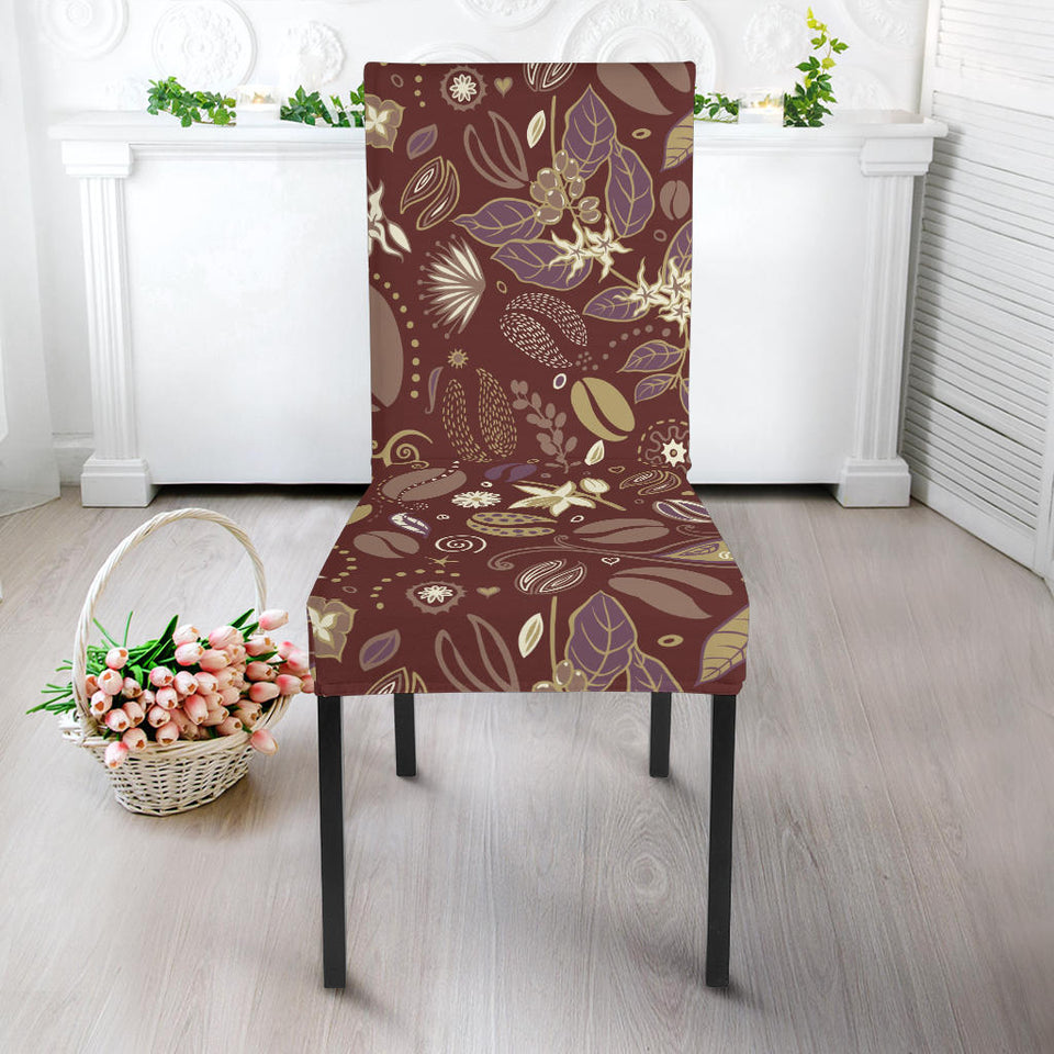Coffee Bean Flower Pattern Dining Chair Slipcover