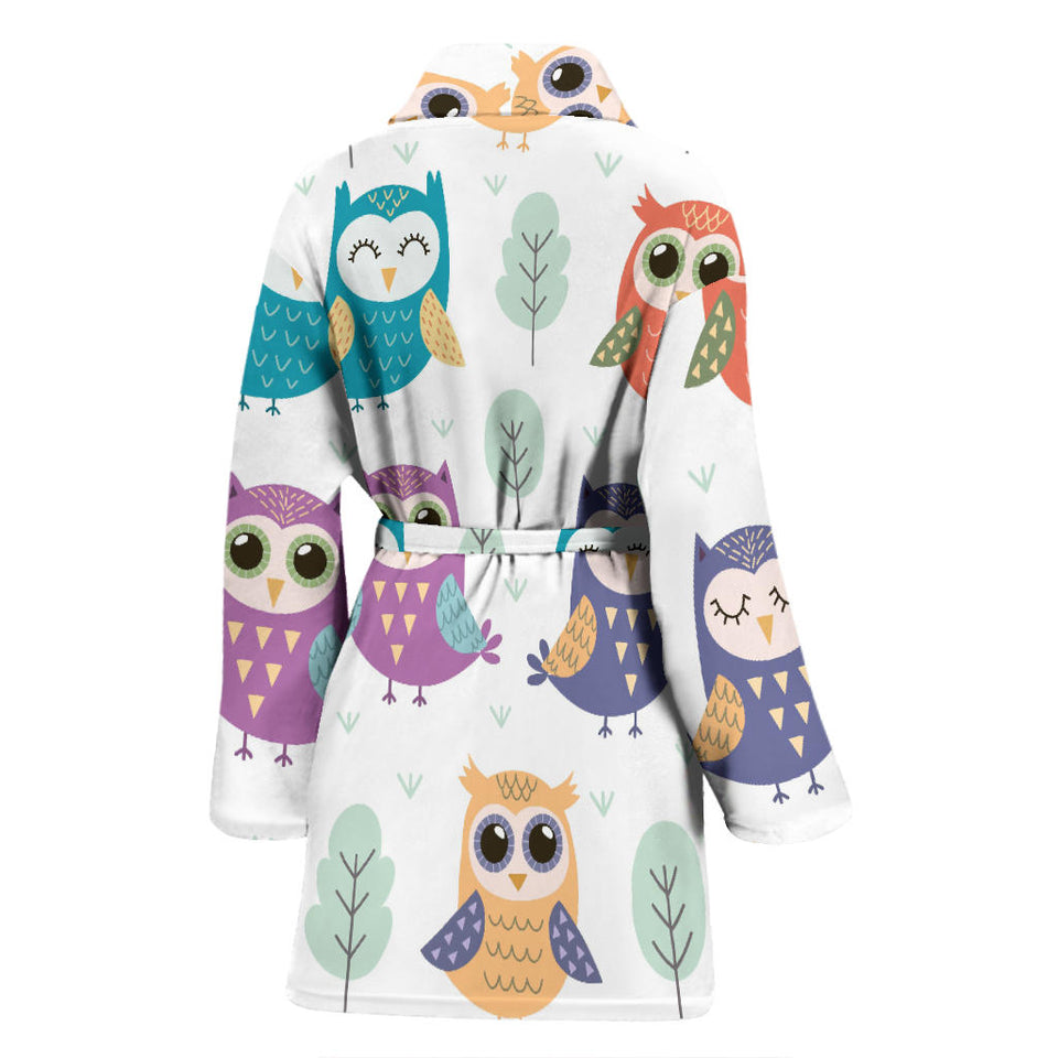 Cute Owl Pattern Women'S Bathrobe