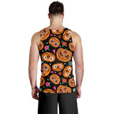 Pumpkin flowers spiderweb Halloween theme Men Tank Top
