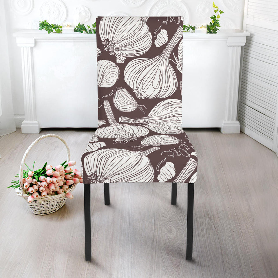 Garlic Bulb Dark Background Dining Chair Slipcover