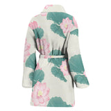 Pink Lotus Waterlily Leaves Pattern Women'S Bathrobe