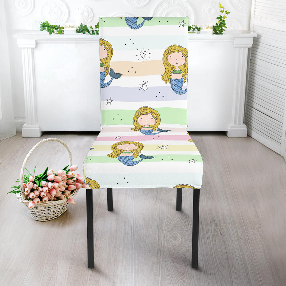 Cute Hand Drawn Mermaid Dining Chair Slipcover