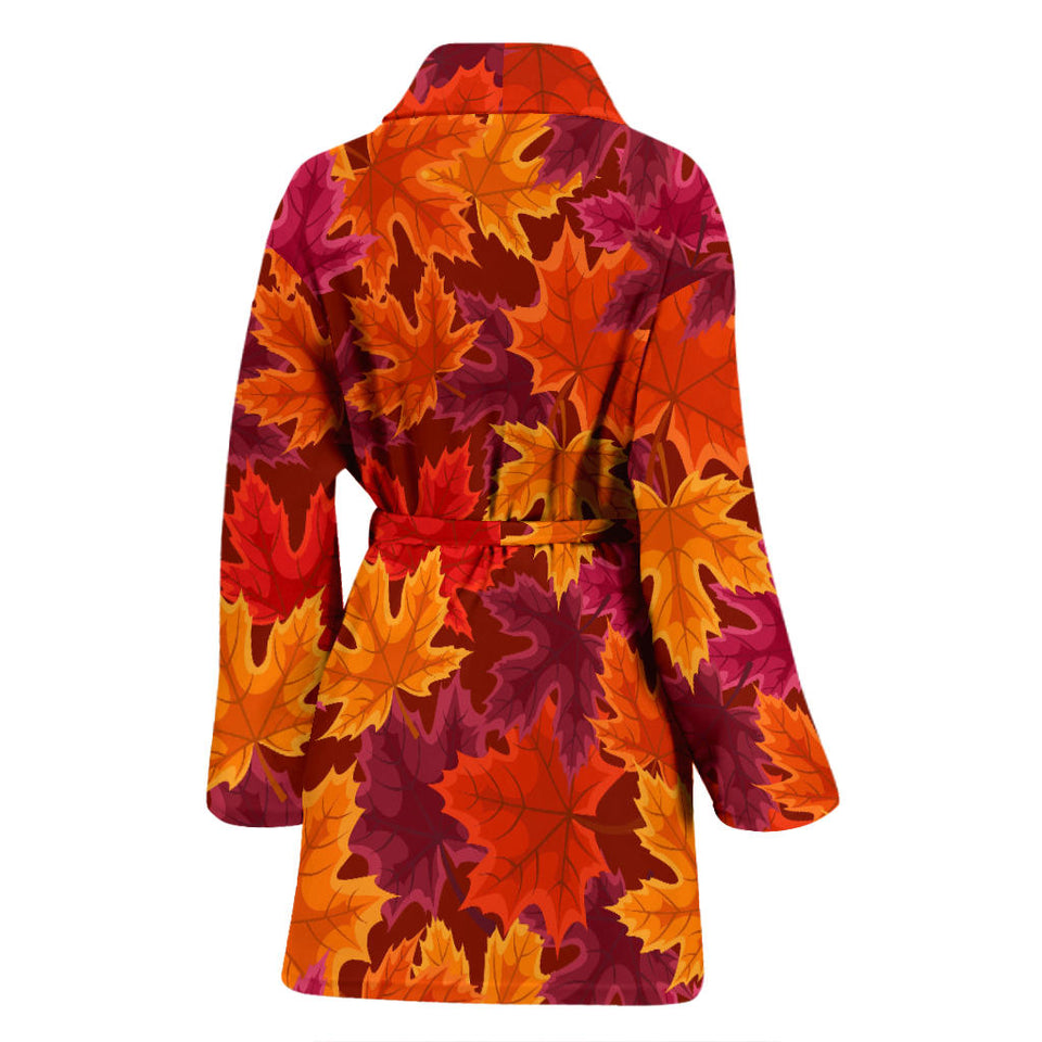 Autumn Maple Leaf Pattern Women'S Bathrobe