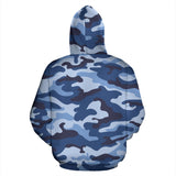 Blue Camo Camouflage Pattern Men Women Pullover Hoodie