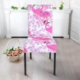 Pink Flamingo Flower Pattern Dining Chair Slipcover