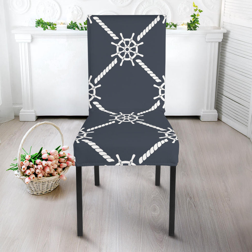 Nautical Steering Wheel Rope Pattern Dining Chair Slipcover