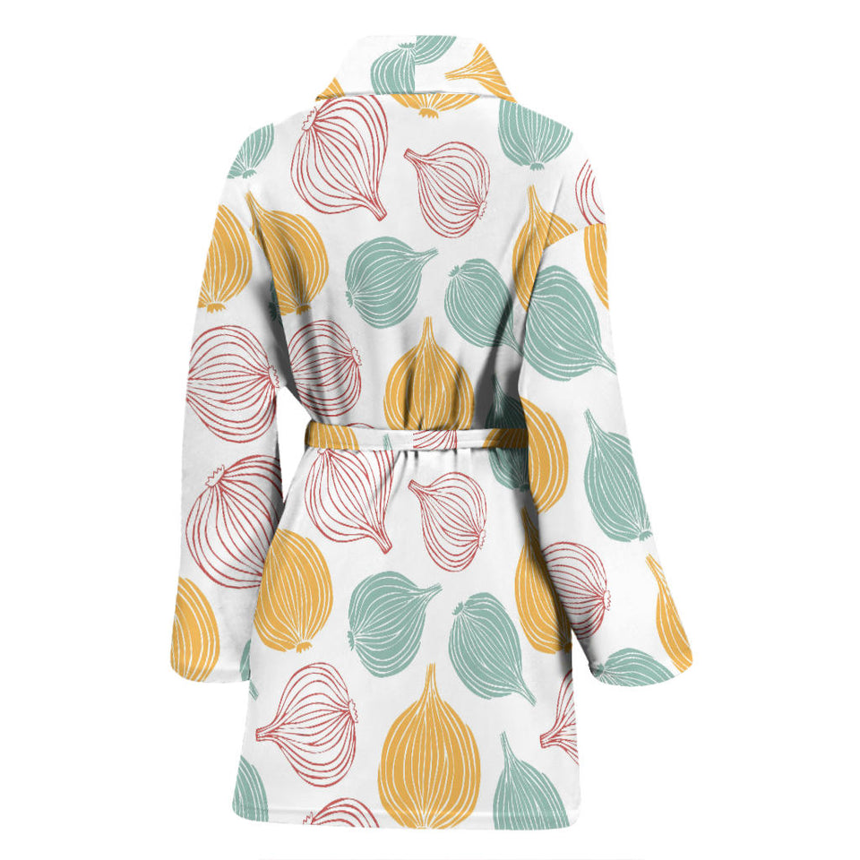 Colorful Onions White Background Women'S Bathrobe
