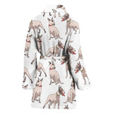 Bull Terrier Pattern Print Design 04 Women's Bathrobe