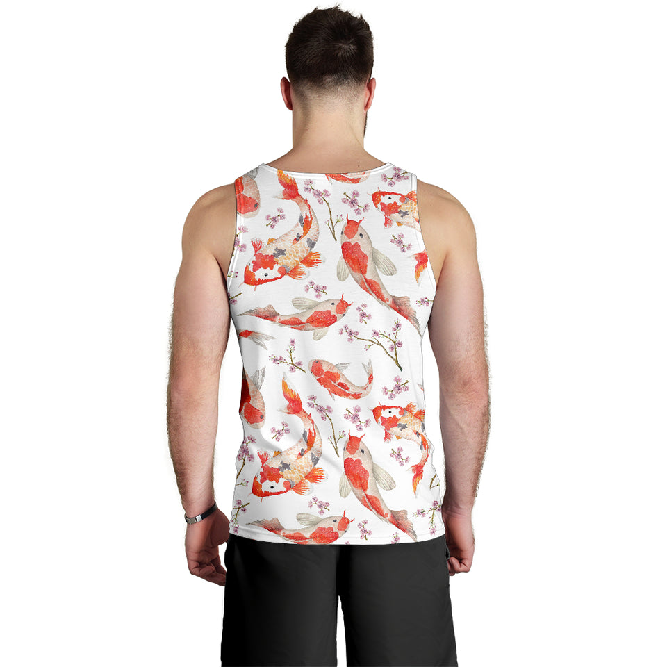 Watercolor Koi Fish Carp Fish pattern Men Tank Top