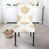 Gold Ornamental Lotue Waterlily Symbol Pattern Dining Chair Slipcover
