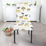 Silhouettes Of Goat And Tree Pattern Dining Chair Slipcover