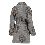 Nautical Wood Steering Wheel Pattern Women'S Bathrobe