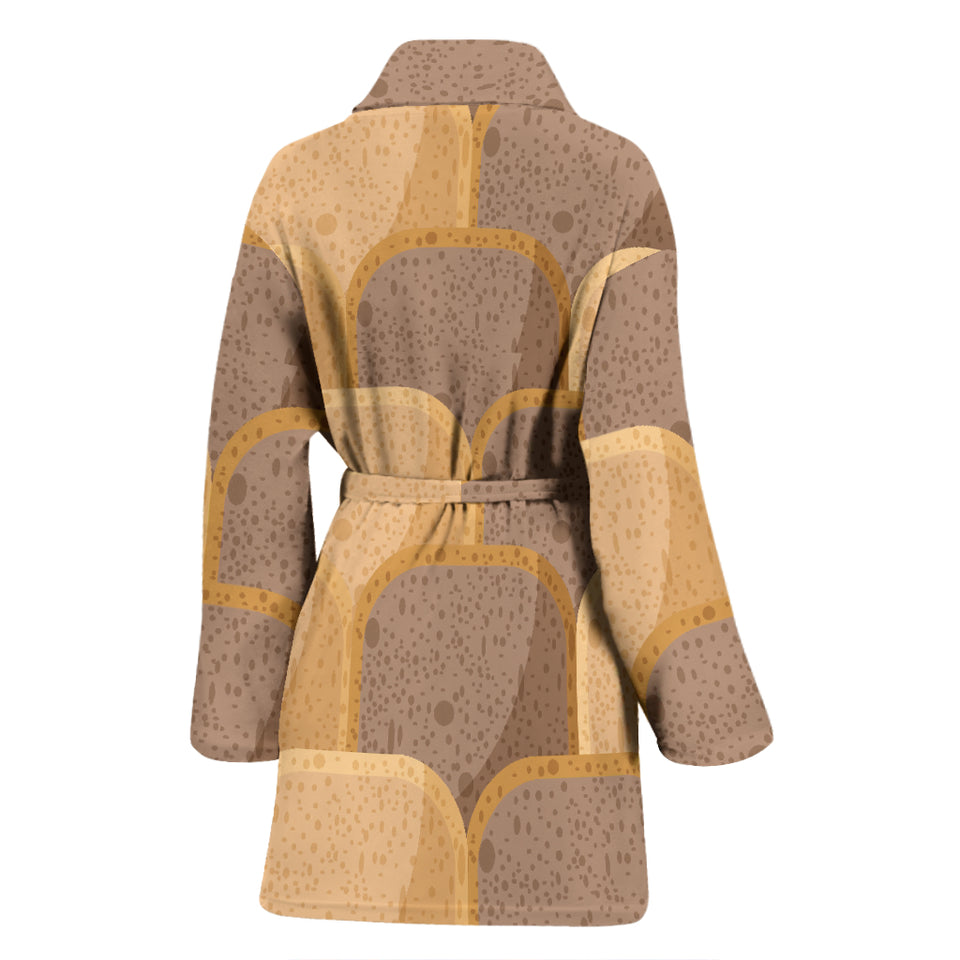 Bread Toast Pattern Print Design 04 Women's Bathrobe