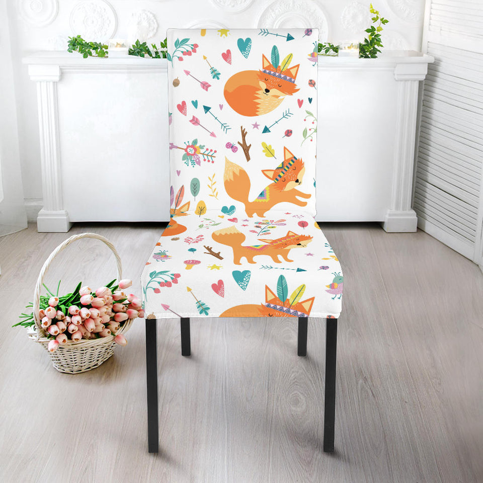 Cute Tribal Fox Pattern Dining Chair Slipcover