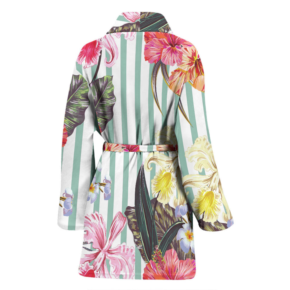 Colorful Orchid Flower Pattern Women'S Bathrobe