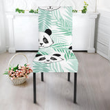 Panda Pattern Tropical Leaves Background Dining Chair Slipcover