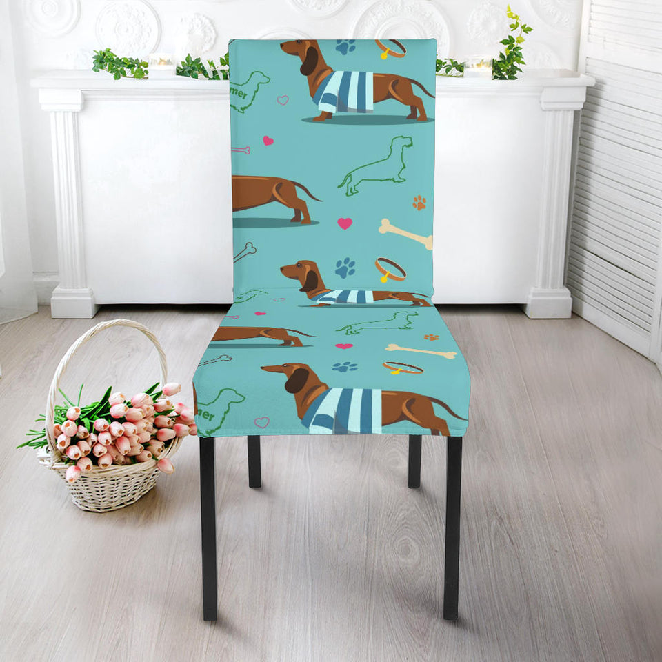 Dachshund Decorative Background Dining Chair Slipcover