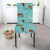 Dachshund Decorative Background Dining Chair Slipcover