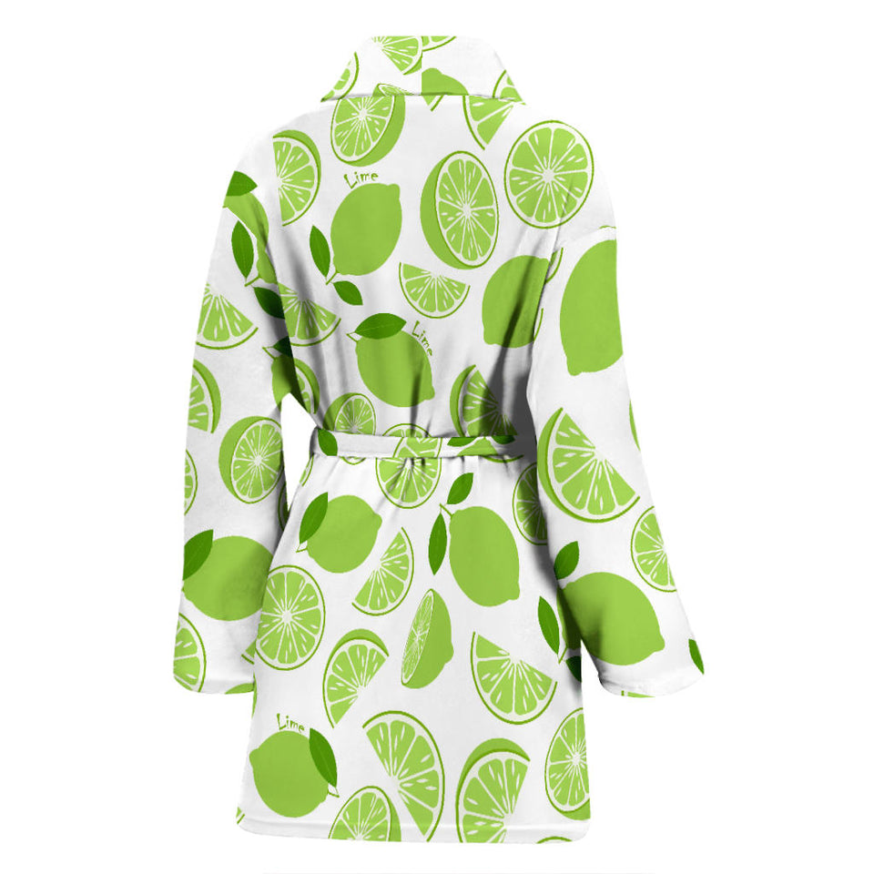Lime Design Pattern Women'S Bathrobe