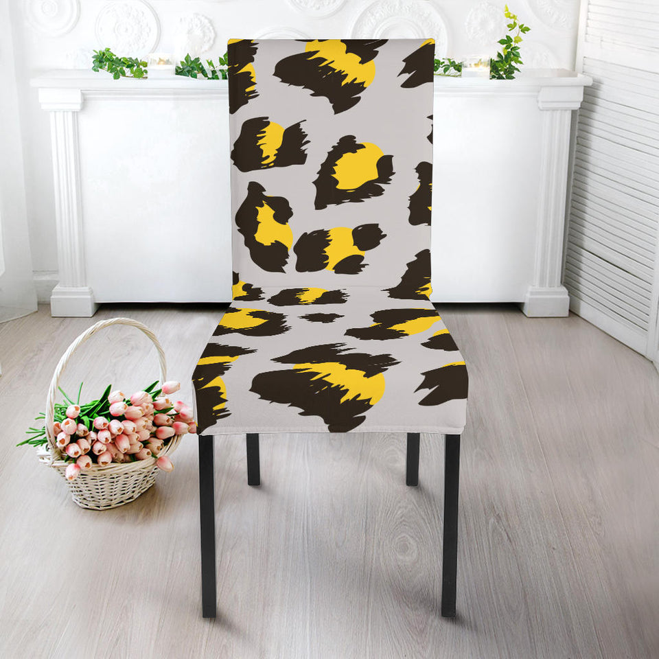 Gray Leopard Print Pattern Dining Chair Slipcover