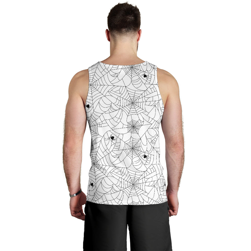 Spider web cobweb pattern white background Men Tank Top