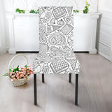 Cartoon Hand Drawn Ice Cream Black White Dining Chair Slipcover