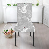 White Swan Gray Background Dining Chair Slipcover