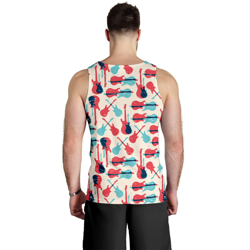 Red Blue guitar pattern Men Tank Top