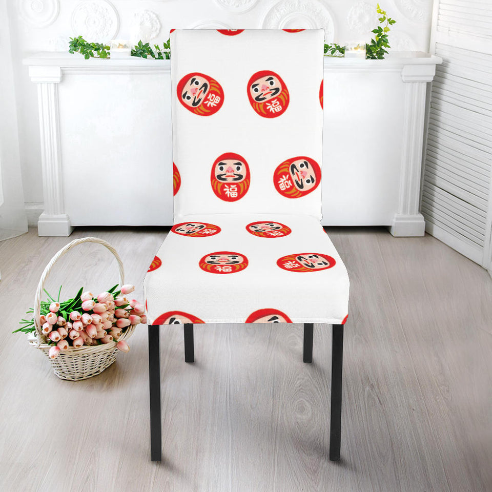 Daruma Japanese Wooden Doll Pattern Dining Chair Slipcover