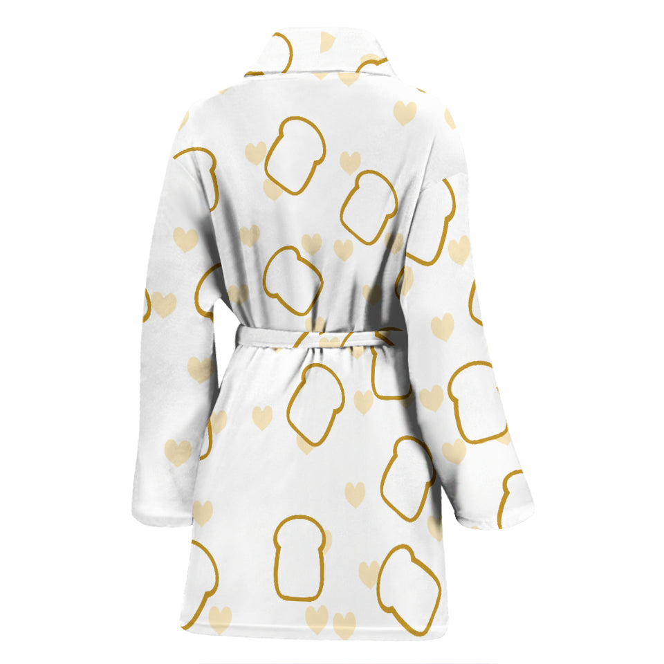 Bread Toast Pattern Print Design 01 Women's Bathrobe
