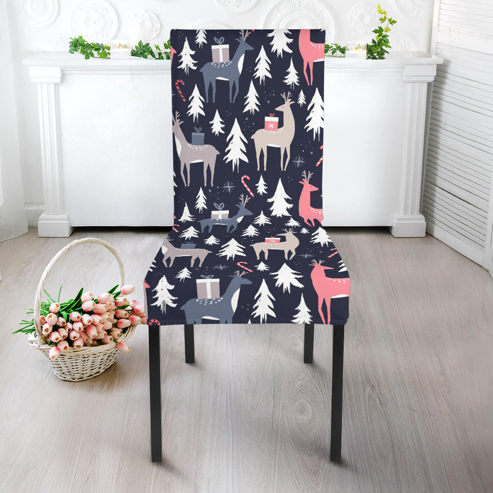 Deers Winter Christmas Pattern Dining Chair Slipcover