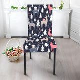 Deers Winter Christmas Pattern Dining Chair Slipcover