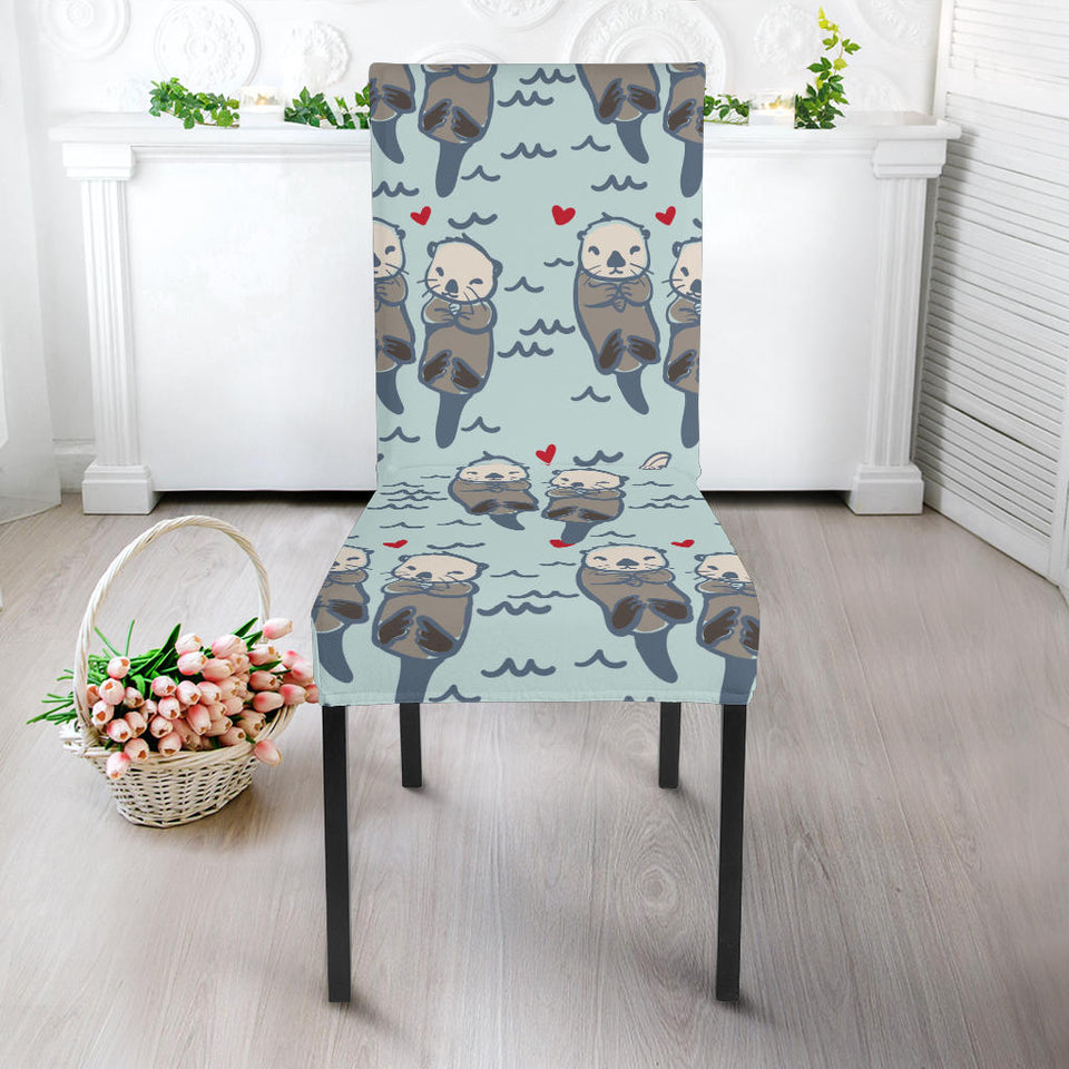 Lovely Sea Otter Pattern Dining Chair Slipcover