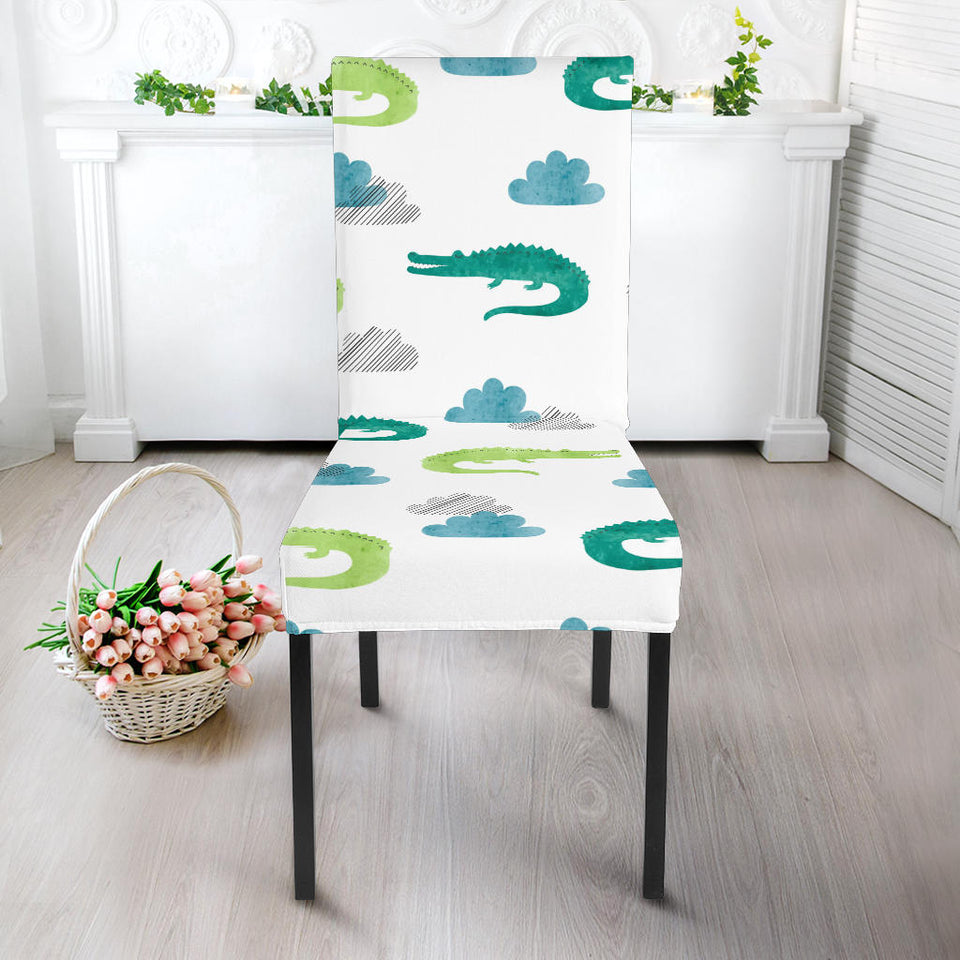 Watercolor Crocodile Pattern Dining Chair Slipcover