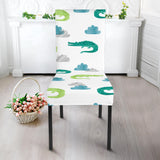 Watercolor Crocodile Pattern Dining Chair Slipcover