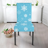 Snowflake Pattern Blue Background Dining Chair Slipcover