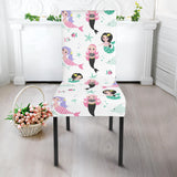 Cute Mermaid Dolphin Fish Starfish Pattern Dining Chair Slipcover