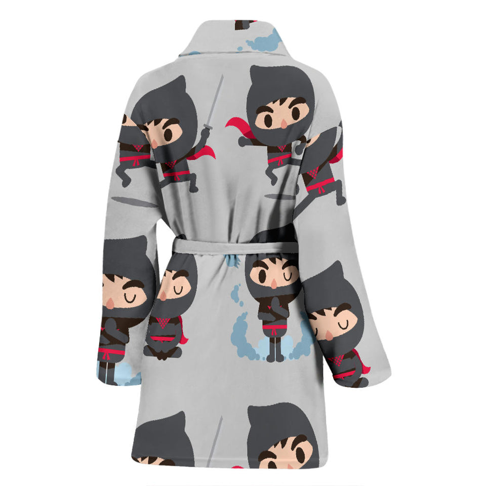 Cute Ninja Pattern Women'S Bathrobe