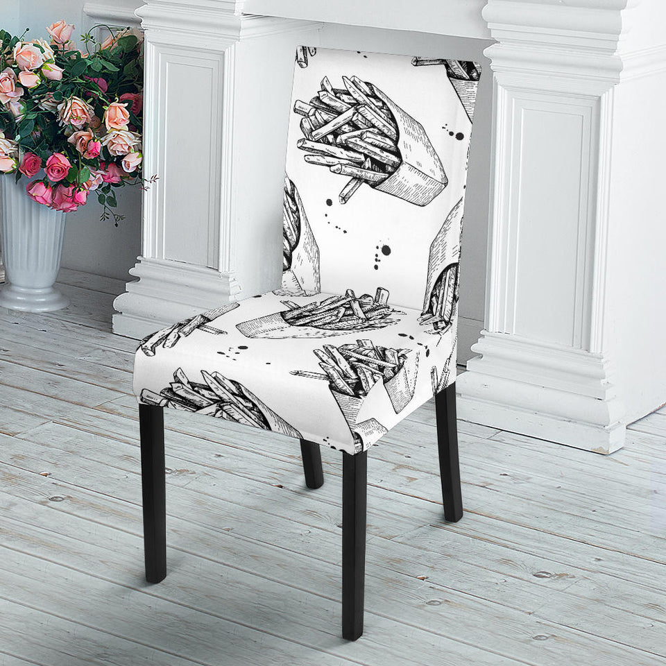 Hand Drawn French Fries Pattern Dining Chair Slipcover