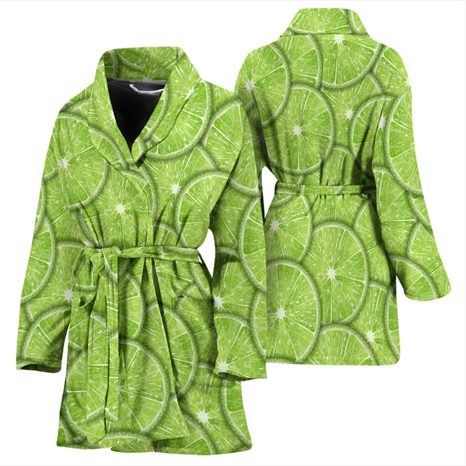 Slices Of Lime Pattern Women'S Bathrobe