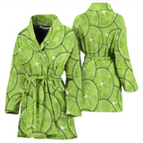 Slices Of Lime Pattern Women'S Bathrobe