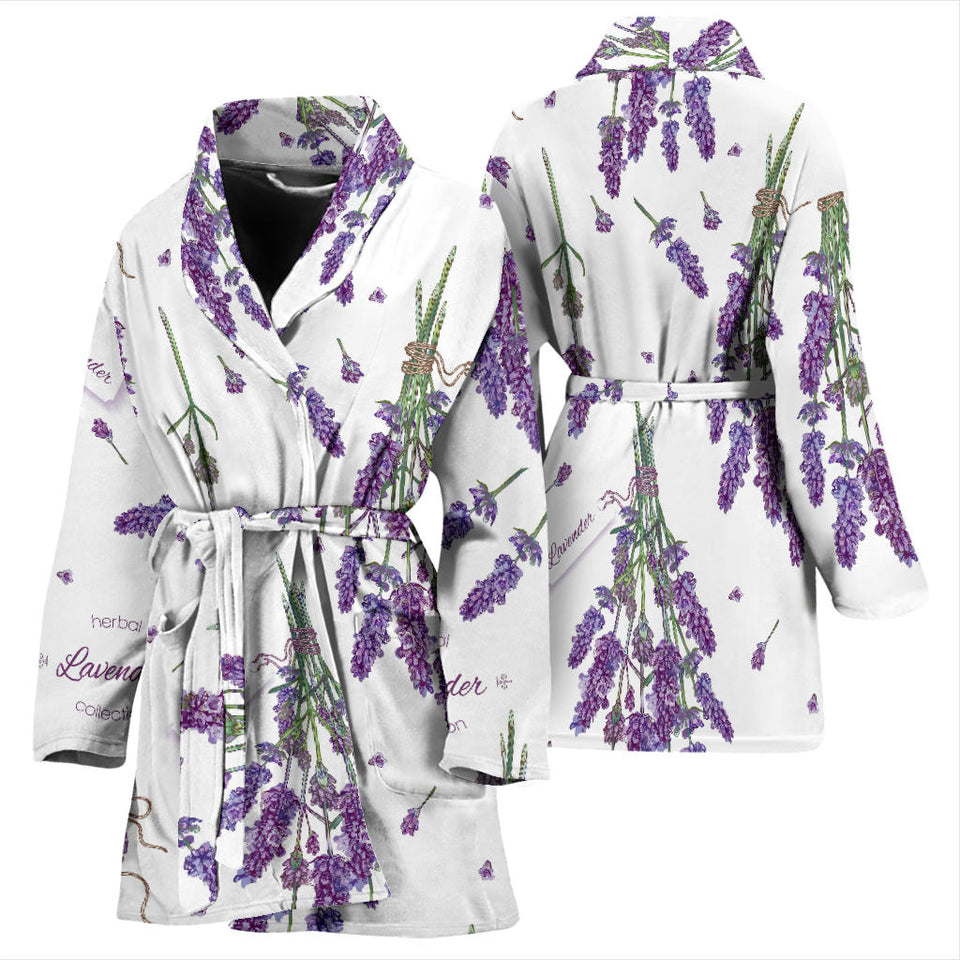 Lavender Flower Design Pattern Women'S Bathrobe