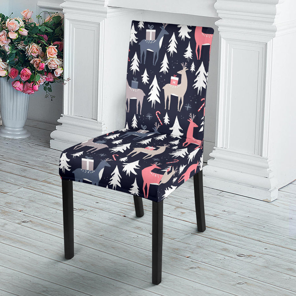 Deers Winter Christmas Pattern Dining Chair Slipcover