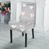Heart Pattern Gray Background Dining Chair Slipcoverฌ