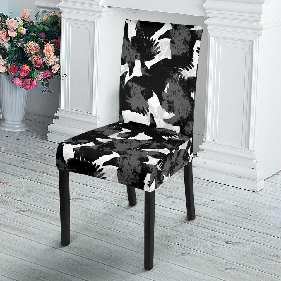 Crow Illustration Pattern Dining Chair Slipcover
