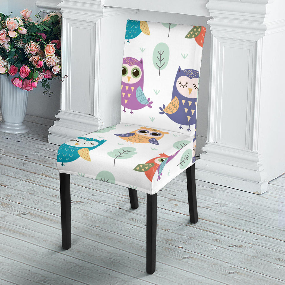 Cute Owl Pattern Dining Chair Slipcover