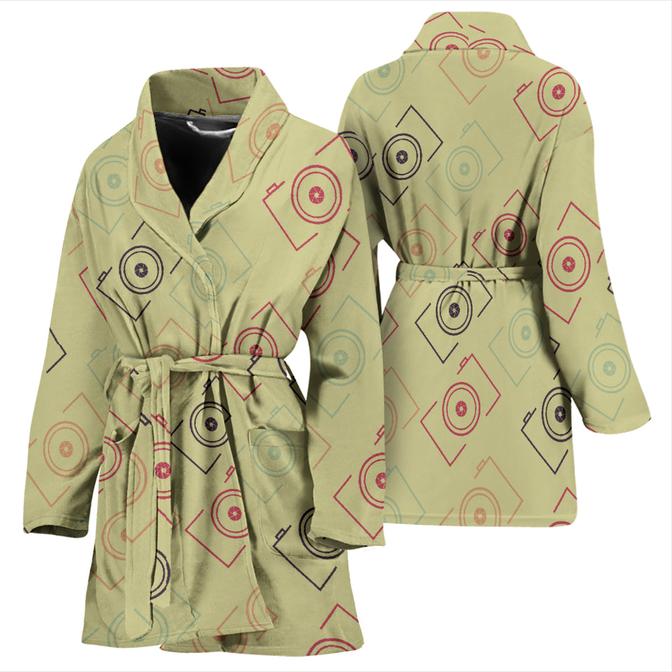 Camera Pattern Print Design 01 Women's Bathrobe