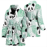 Panda Pattern Tropical Leaves Background Women'S Bathrobe