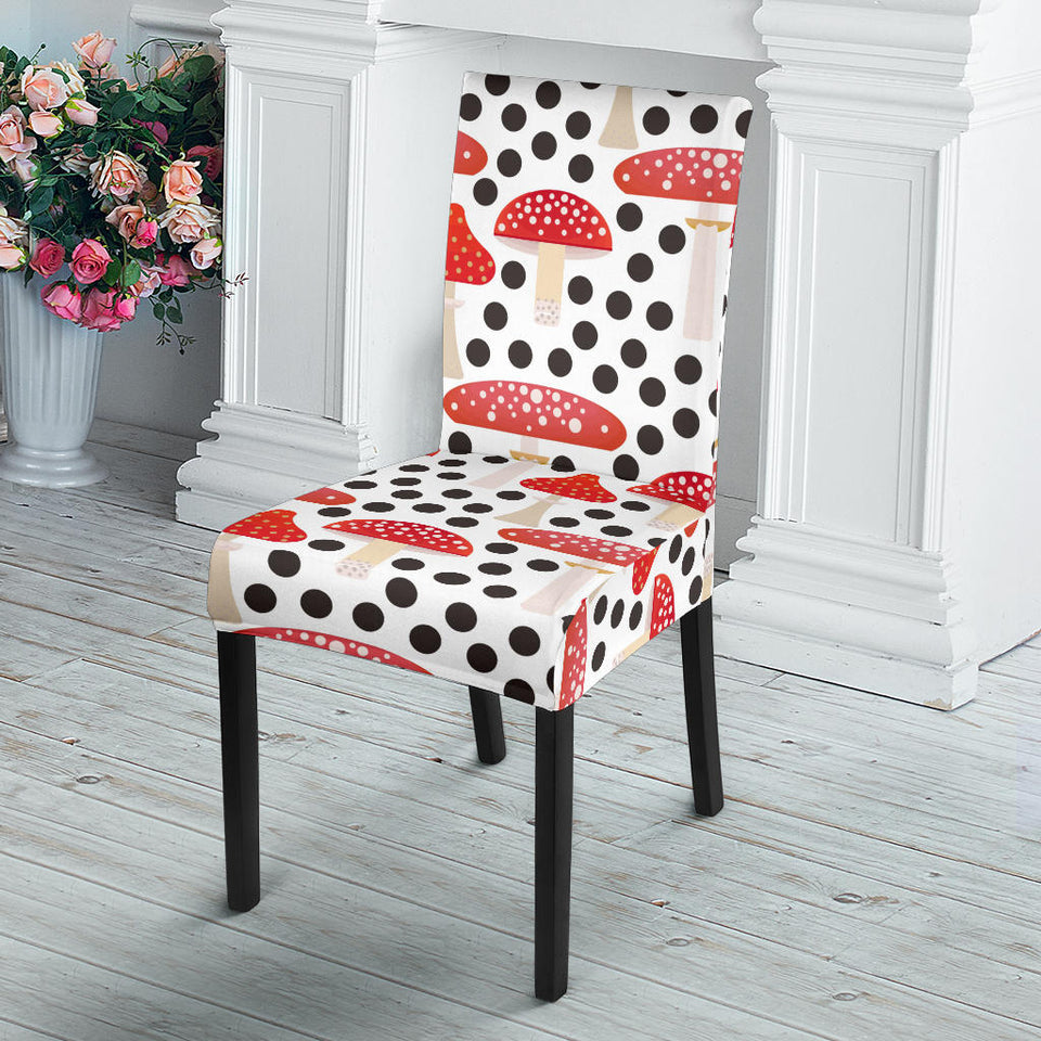 Red Mushroom Dot Pattern Dining Chair Slipcover